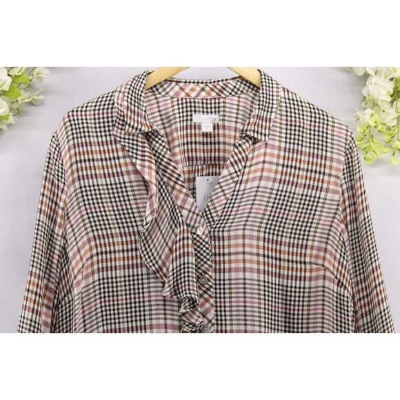 J. Jill Women's Glen Check Plaid Button-Up Blouse Top Sz M NEW - Picture 3 of 7